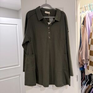 New In Long Sleeve Olive Green Dress